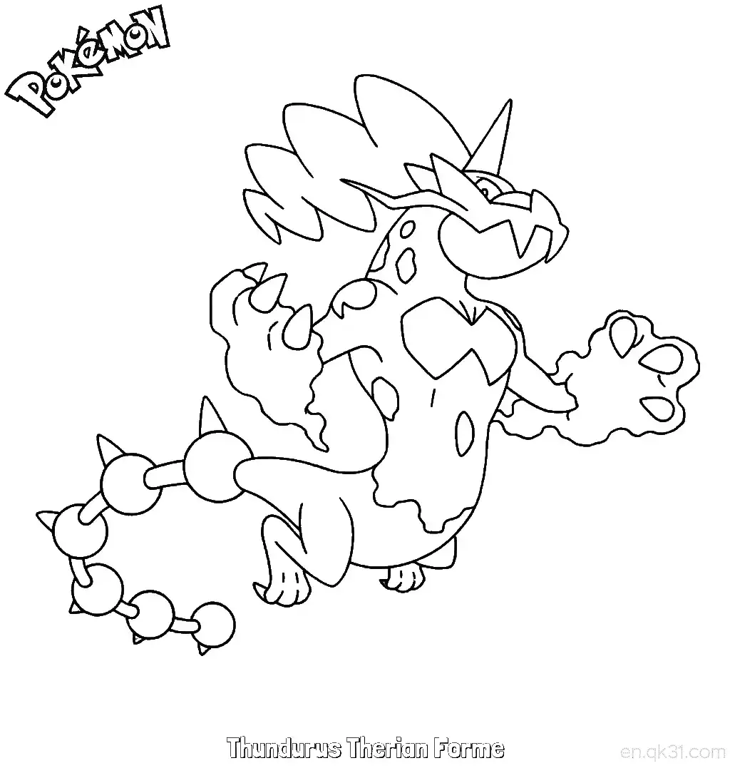 Thundurus Therian Forme Coloring Page - Free Printable Pokemon Coloring Sheets – Free Printable Coloring Page for Kids and Adults
